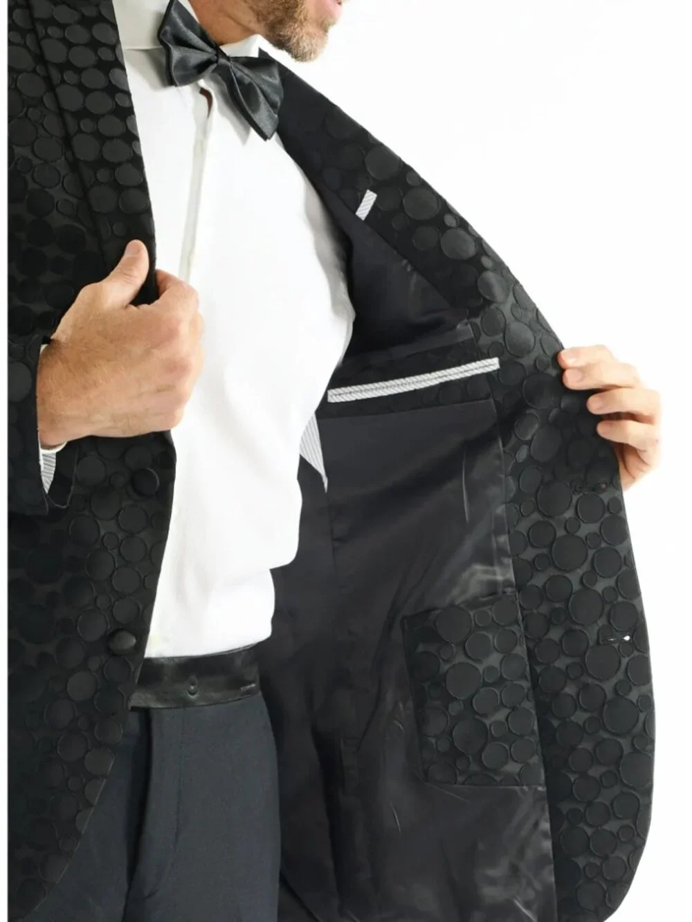 Dotted Jacquard Evening Jacket SAVILE ROW CO - NWT - Size 40 Regular, BLACK